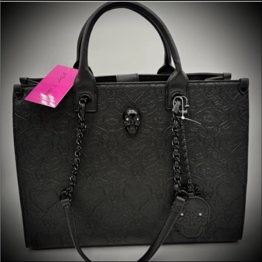 Betsey Johnson Black Embossed Skull Tote